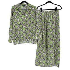 Modern Works Green Geometric Pattern Shirt & Pants Set M